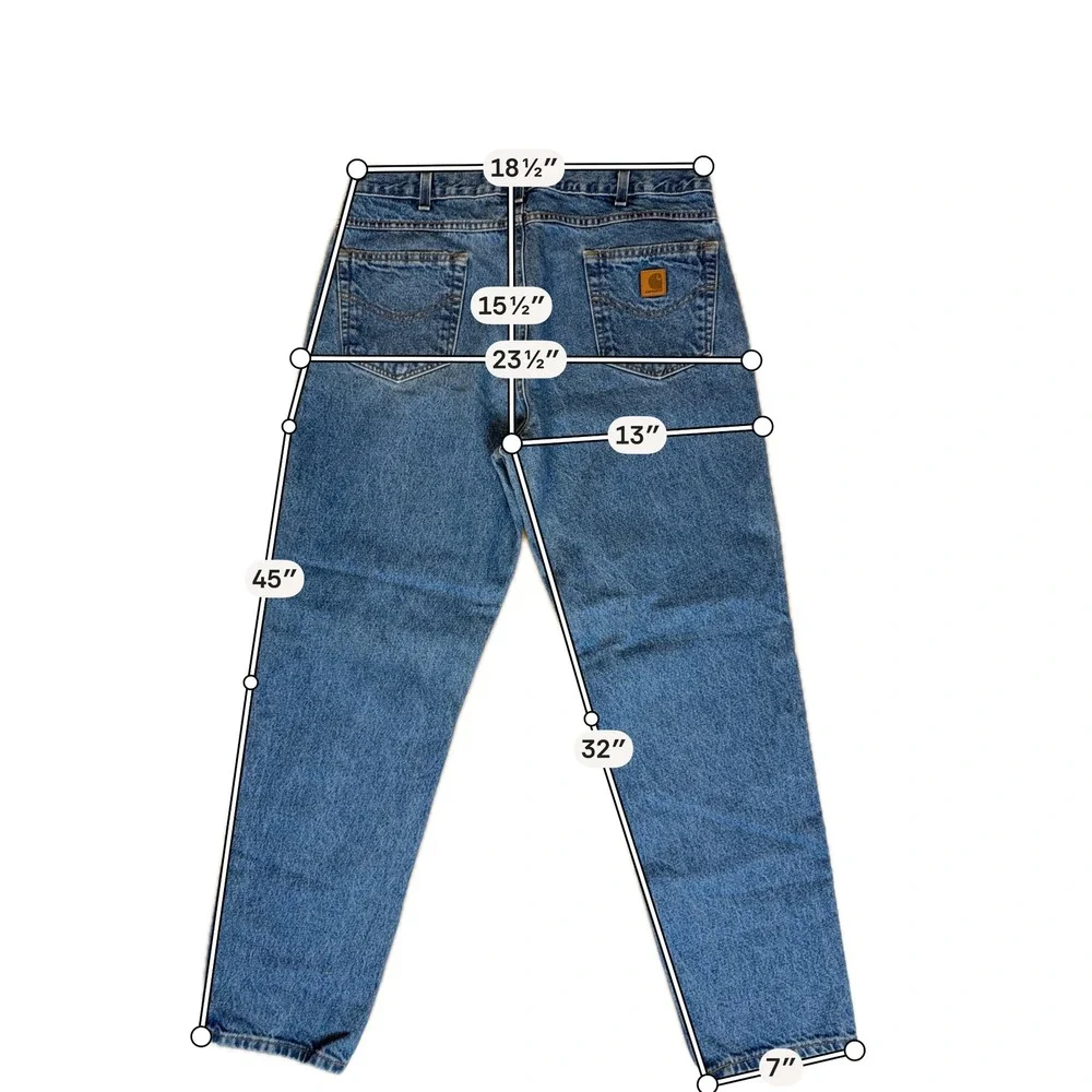 Carhartt Mens Relaxed Fit Straight Leg Jeans Medium Wash Blue Distressed 37x32